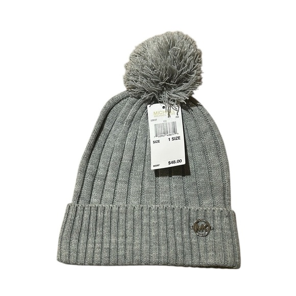 Michael Kors Accessories - Michael Kors Gray Pom-Pom Beanie New With Tags